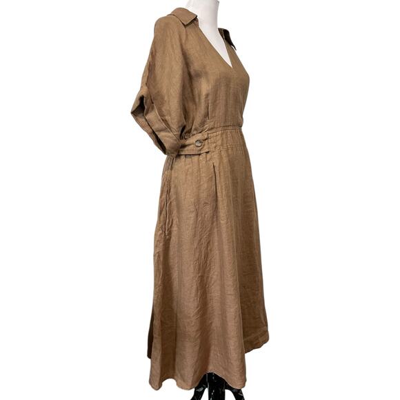Banana Republic Sedona Linen Dress Midi Faux Wrap Collared Pockets Women’s XL - Picture 9 of 12